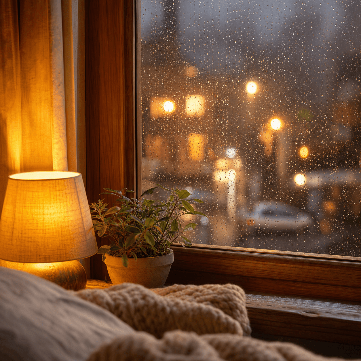 A small house under night rain